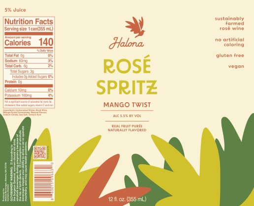 TABC label artwork for Halona Beverages Rose Spritz Mango Twist