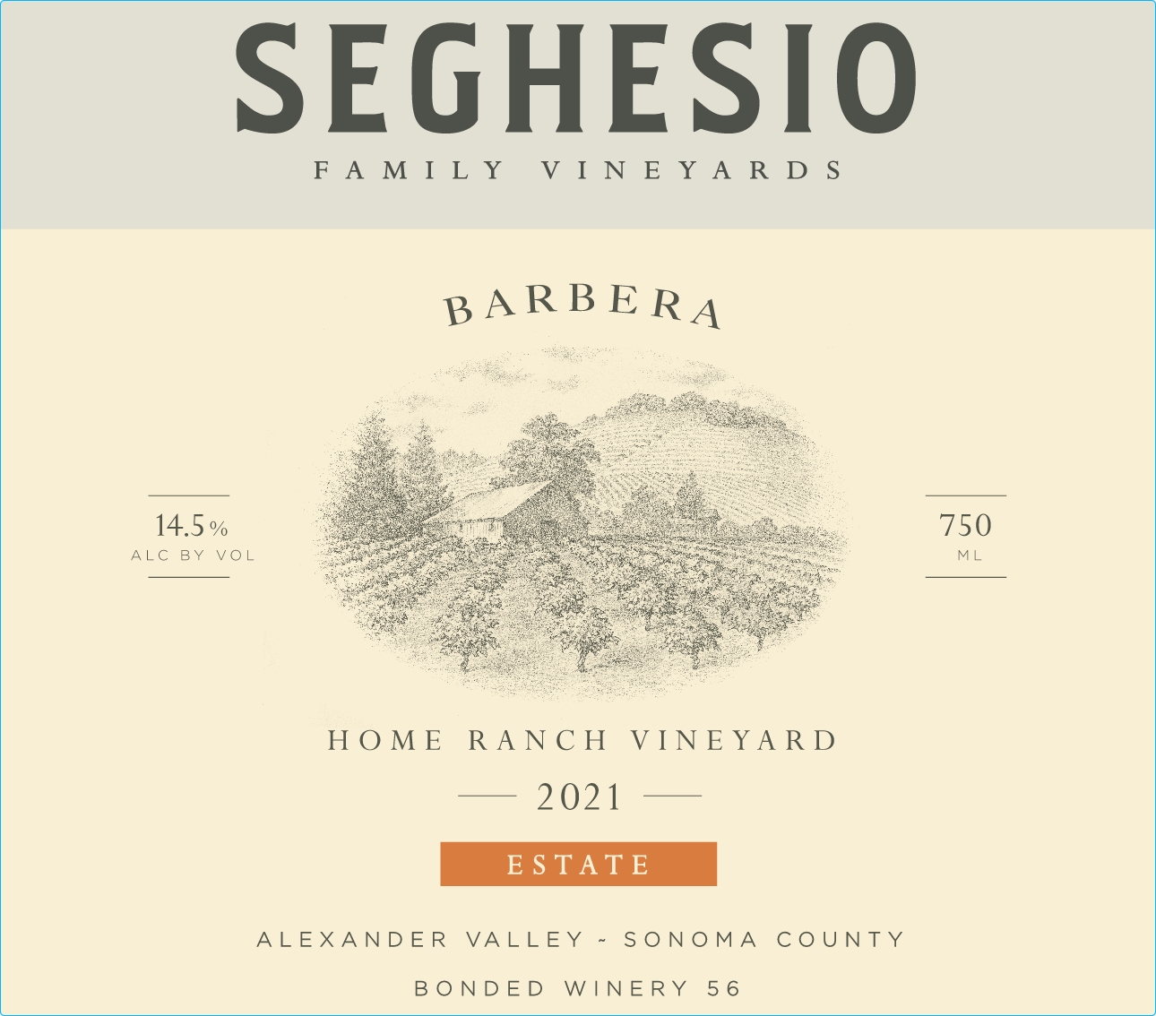 TABC label artwork for Seghesio Family Vineyards Home Ranch Vineyard Barbera