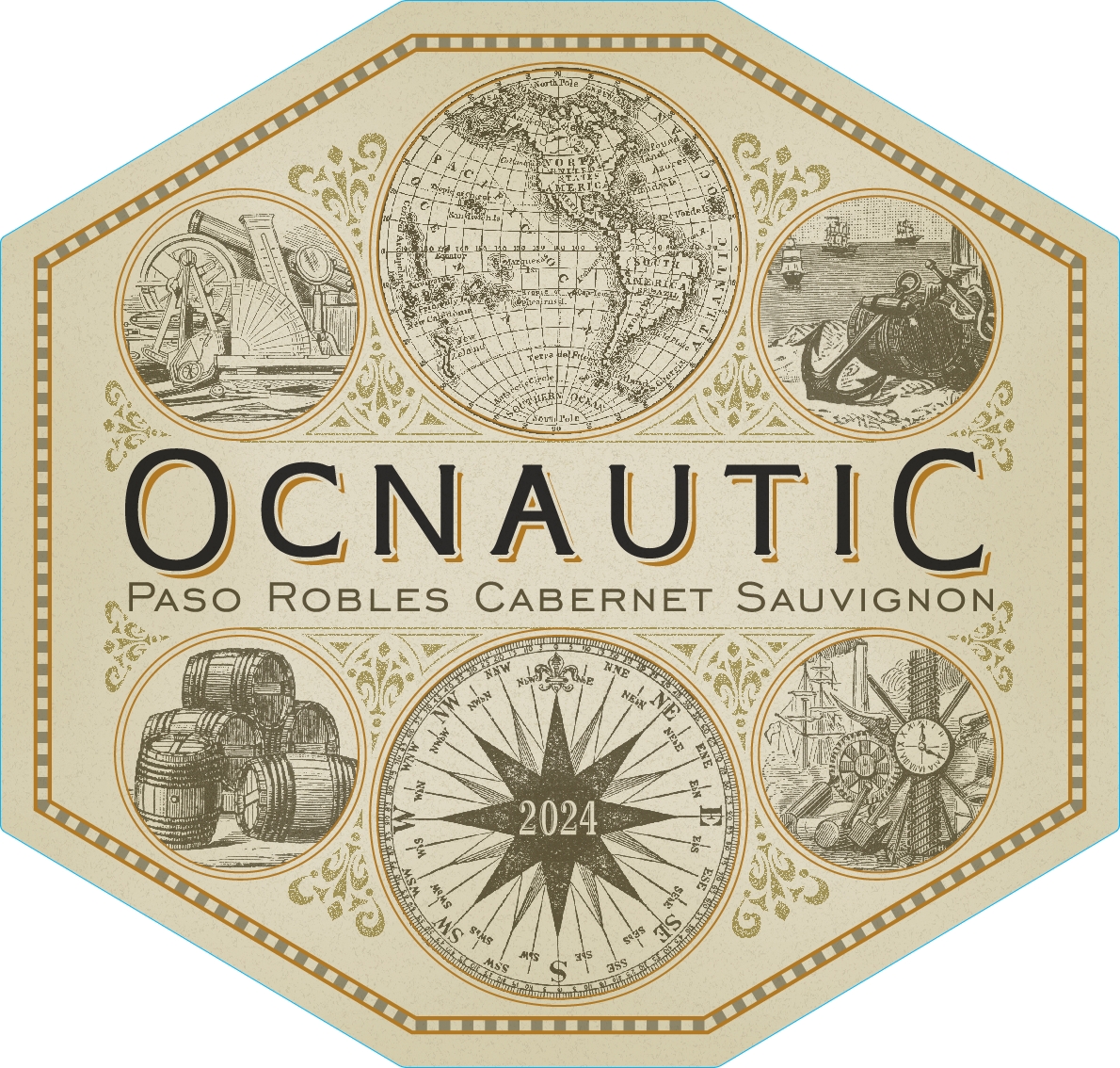 TABC label artwork for Ocnautic Cabernet Sauvignon, Paso Robles (26-0016)
