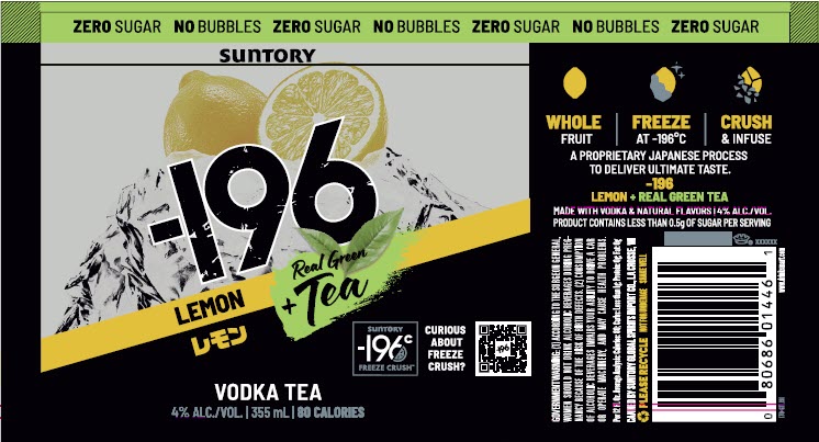 TABC label artwork for -196 Lemon Vodka with Real Green Tea RTD