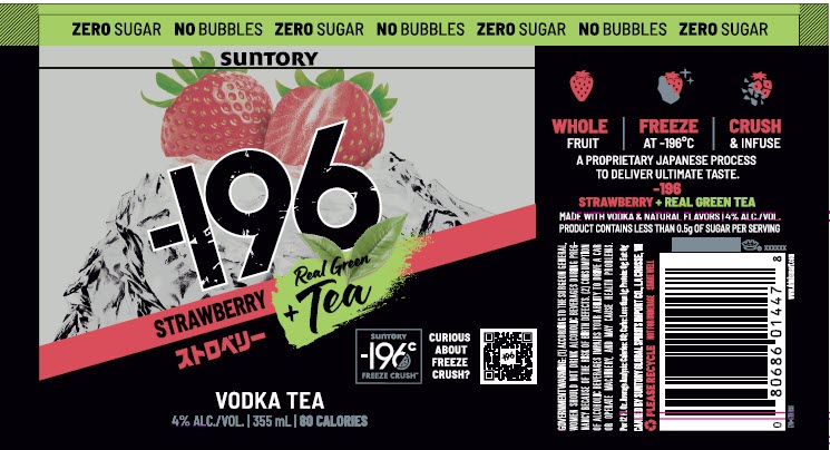 TABC label artwork for -196 Strawberry Vodka with Read Green Tea RTD