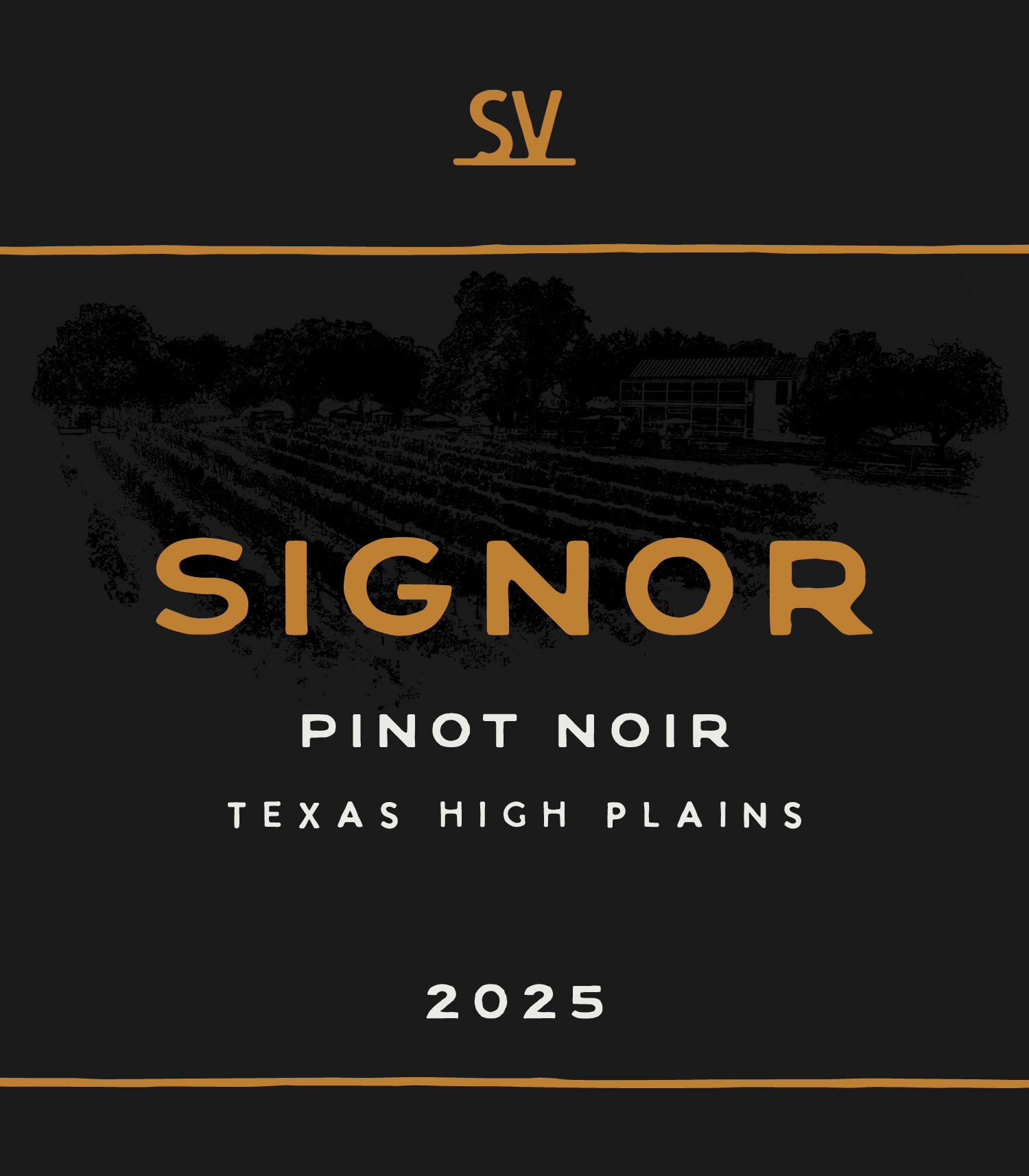 TABC label artwork for Signor 2025 Pinot Noir