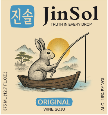 TABC label artwork for JinSol Korean Soju,  Original , Crafted from  Apple wine ,Korea, Pack 20 , 375 mL , 16% ABV