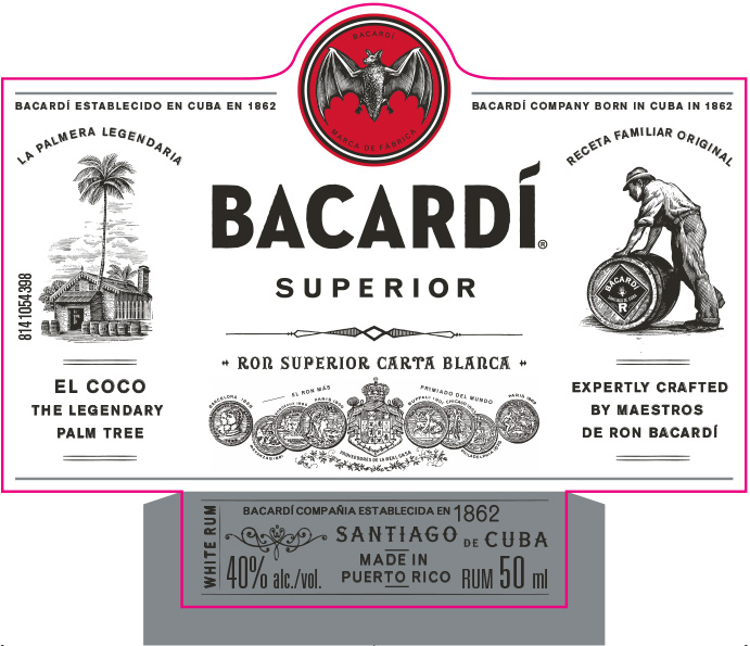 TABC label artwork for Bacardi Superior