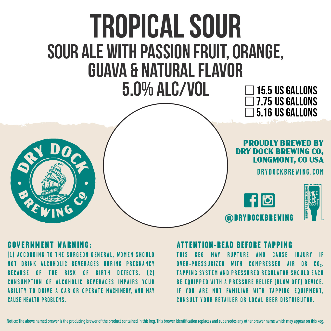 TABC label artwork for Dry Dock Brewing Tropical Sour