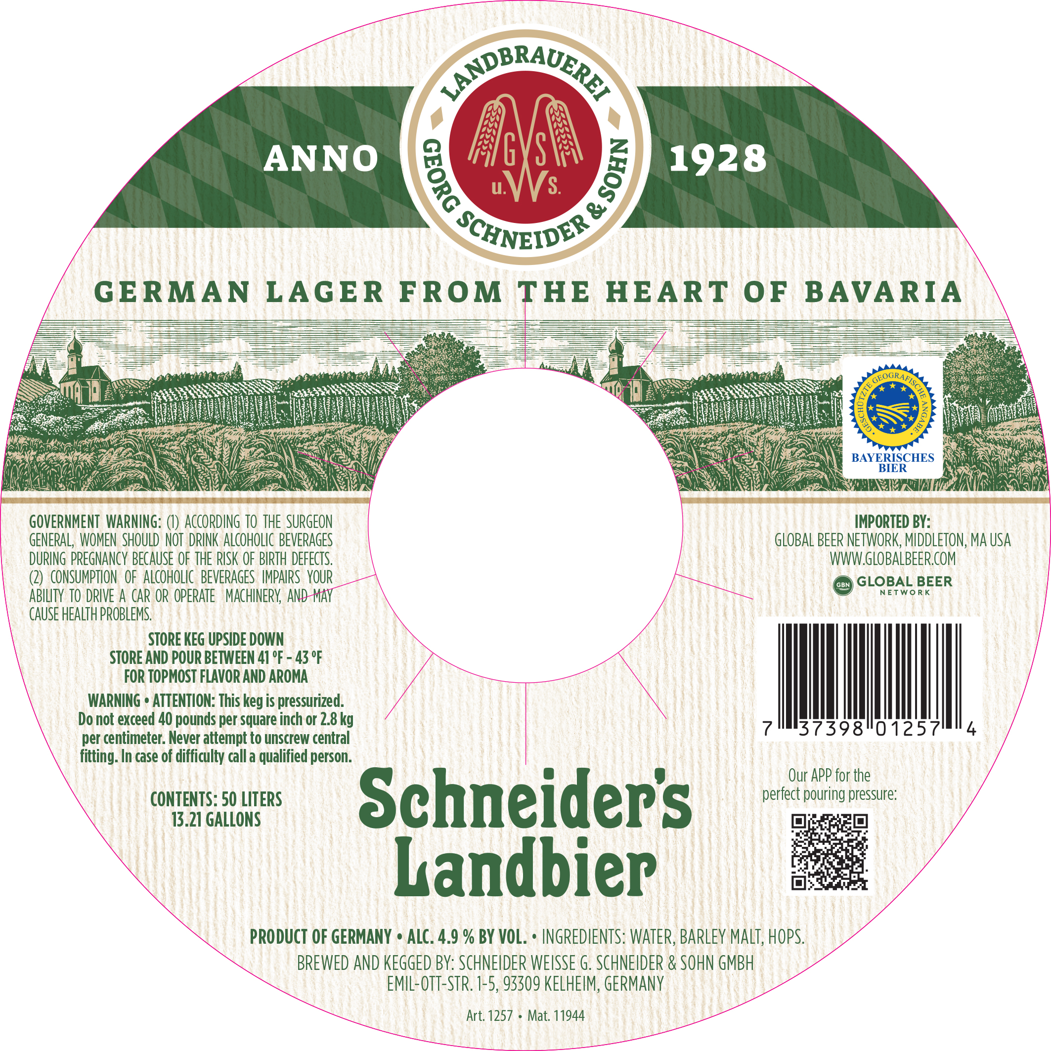 TABC label artwork for SCHNEIDER'S LANDBIER