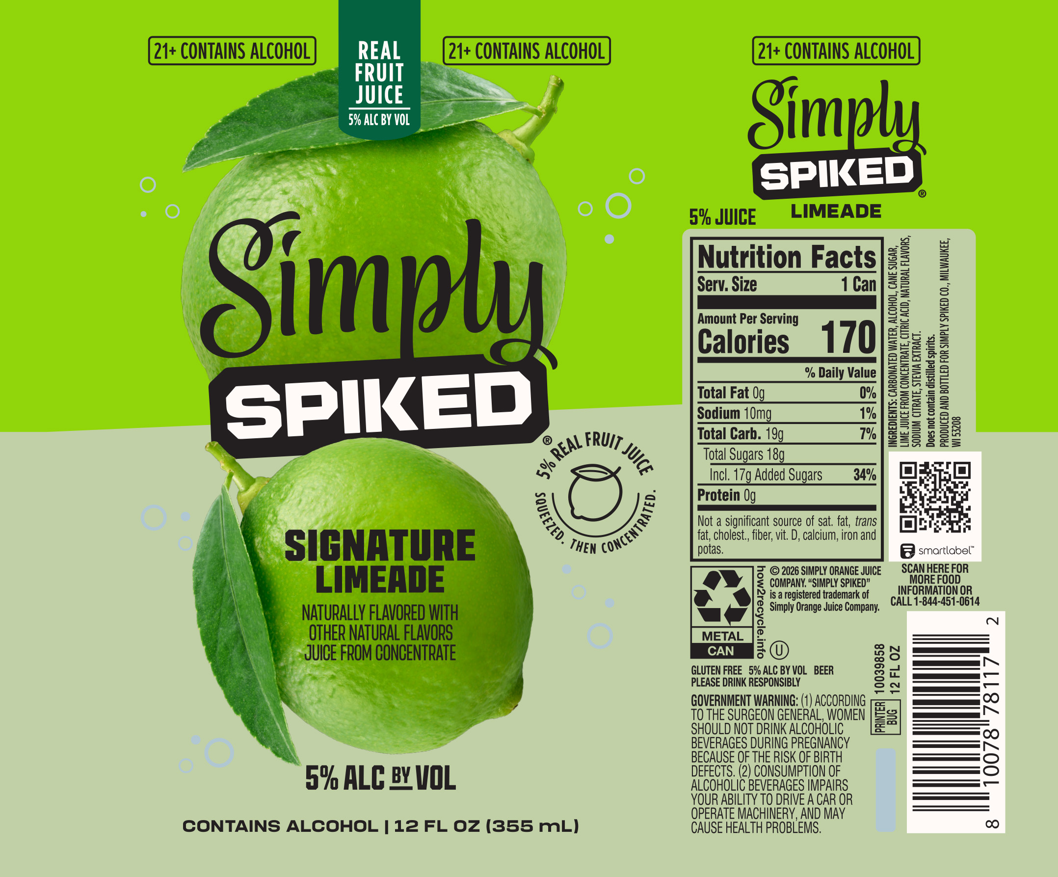 TABC label artwork for Simply Spiked Signature Limeade (2026 update)