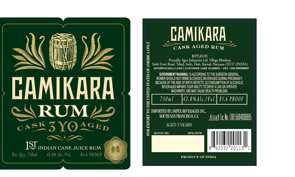 TABC label artwork for Camikara 3 yr