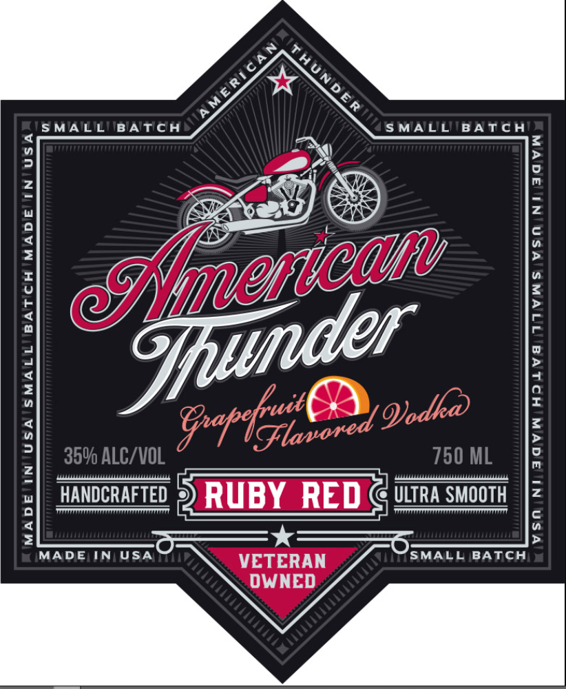 TABC label artwork for American Thunder Grapefruit Flavored Vodka