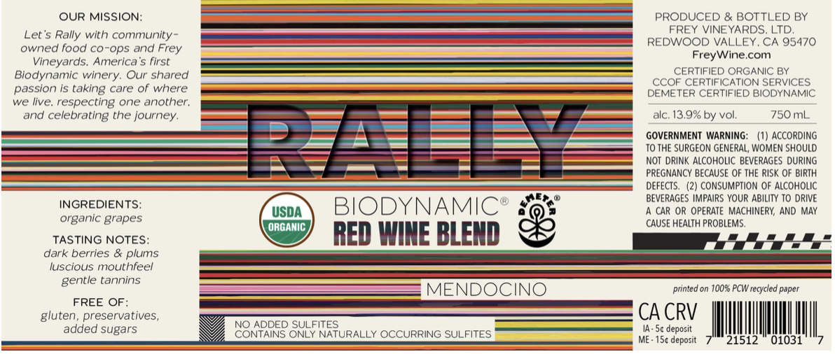 TABC label artwork for Frey Rally Biodynamic Red Blend