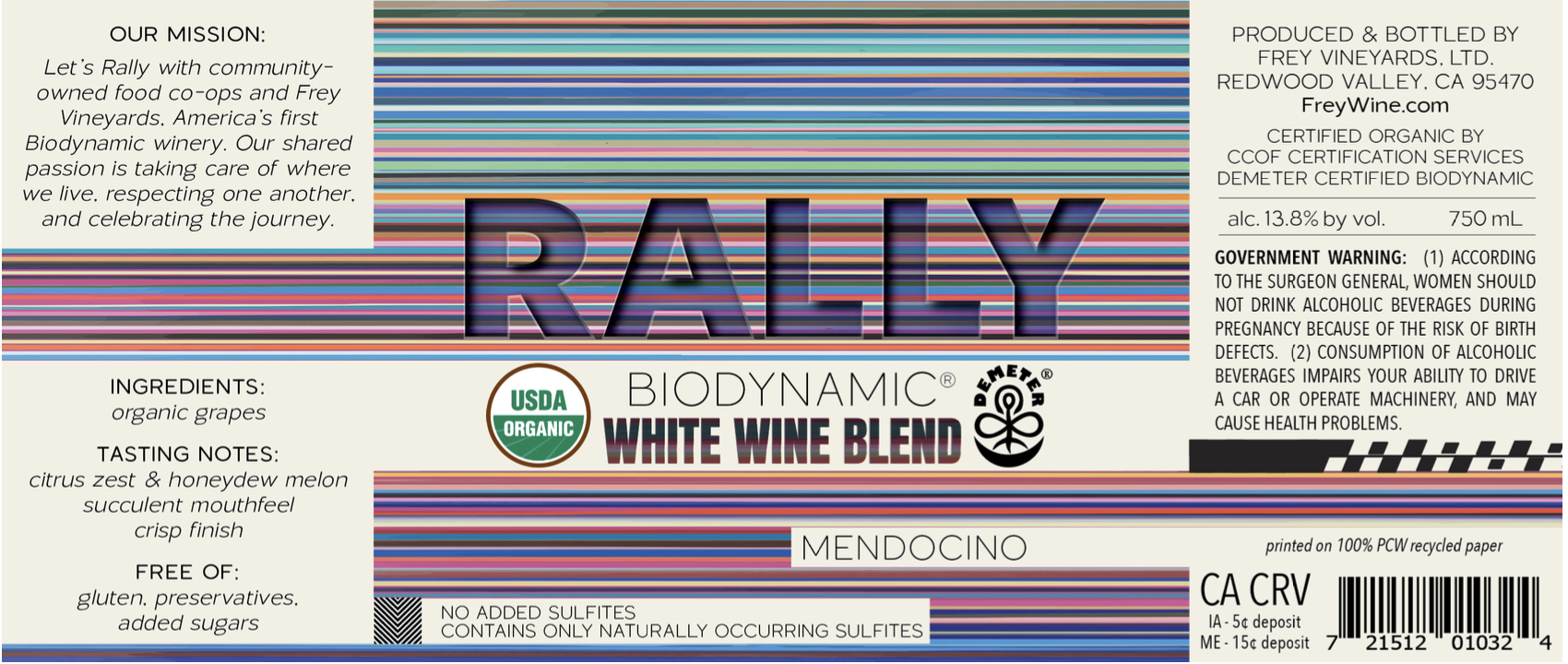 TABC label artwork for Frey Rally White Blend