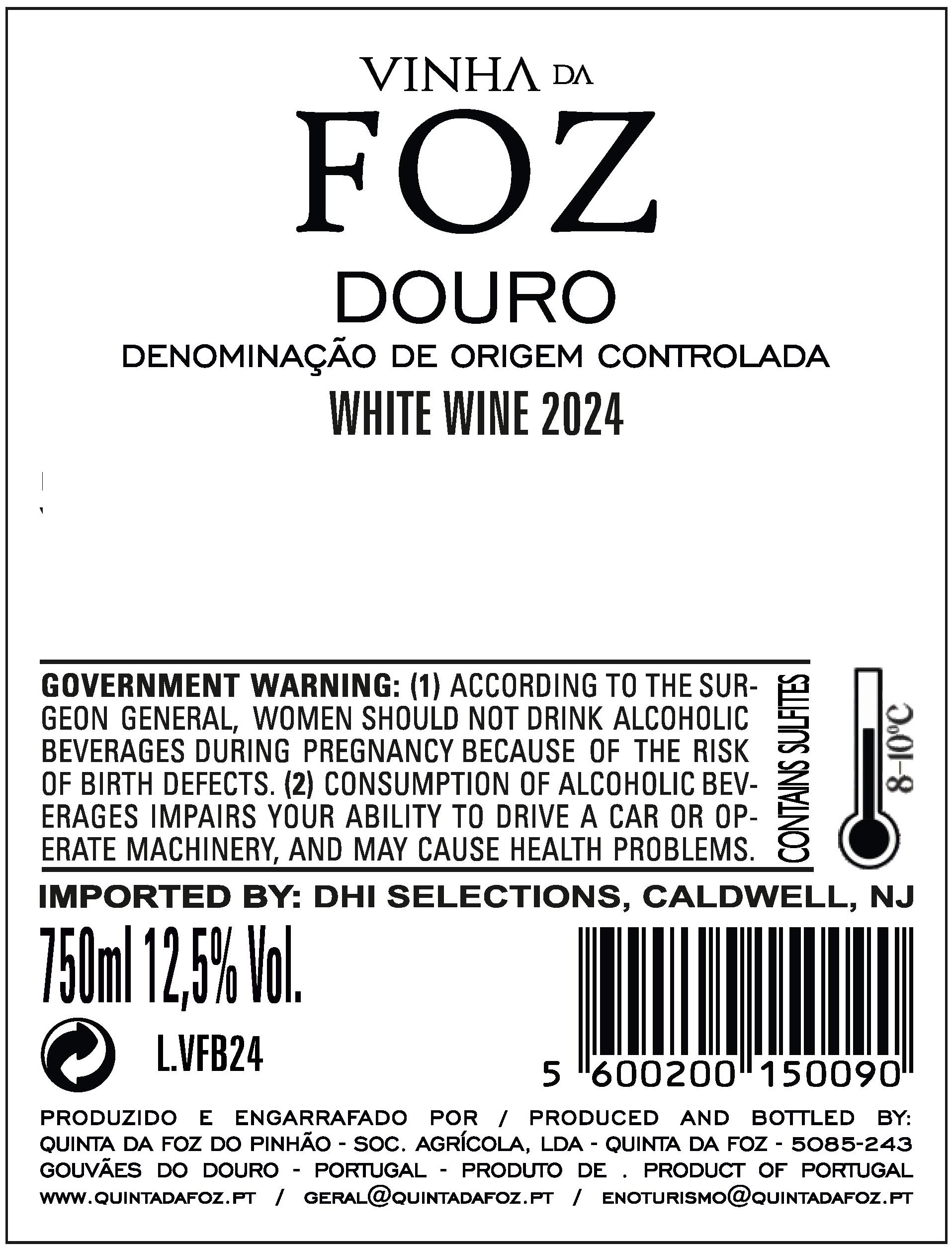 TABC label artwork for Vinha da Foz Douro White
