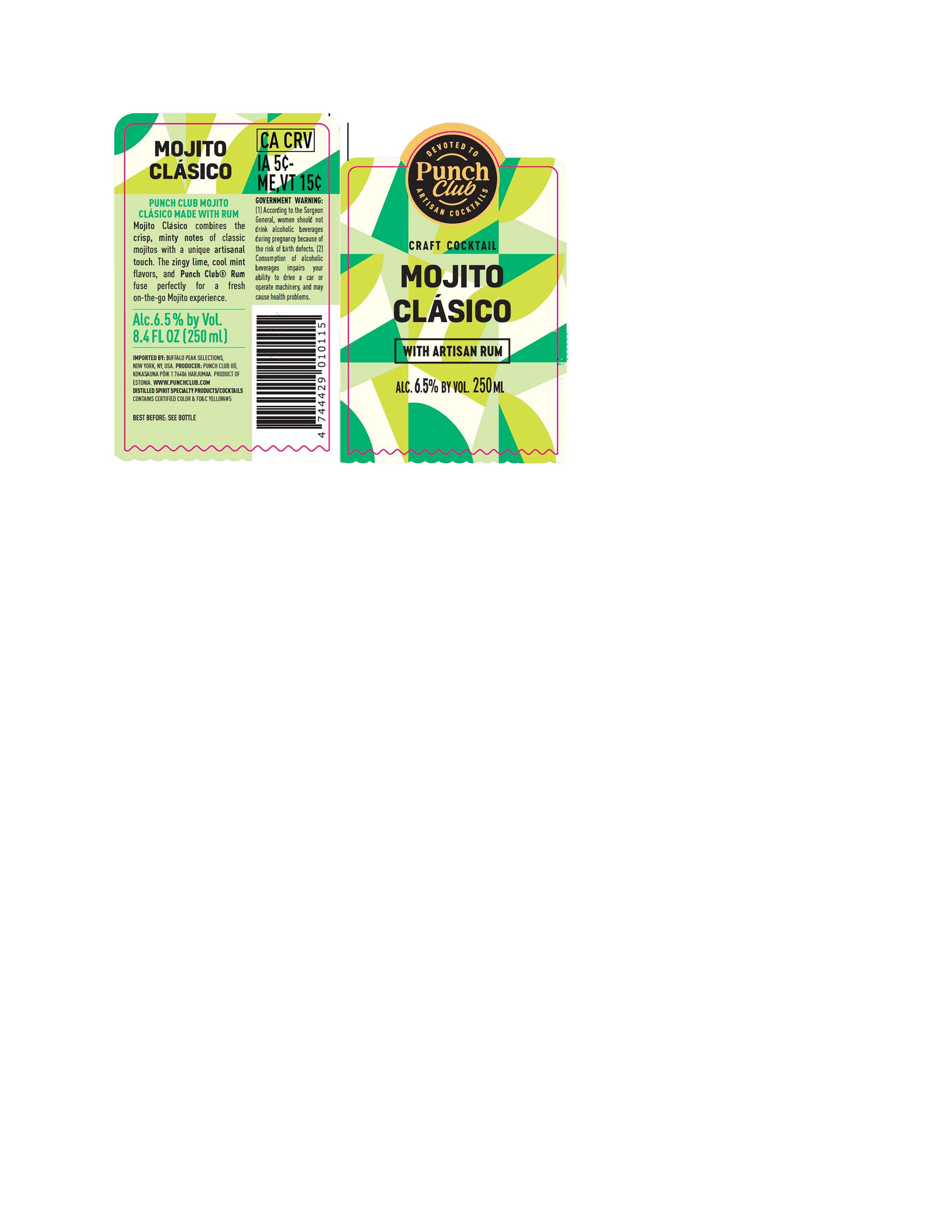 TABC label artwork for Punch Club Mojito