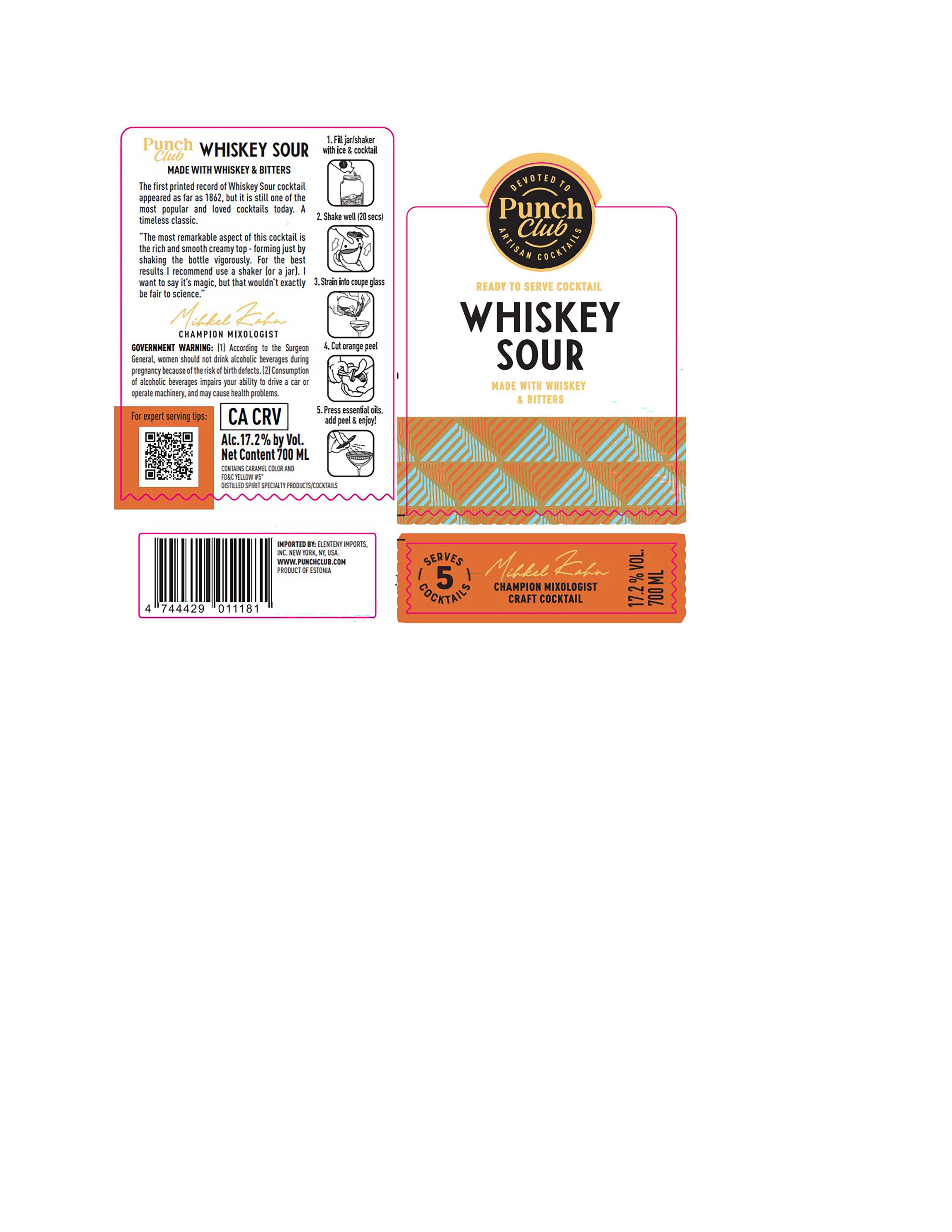 TABC label artwork for Punch Club Whiskey Sour