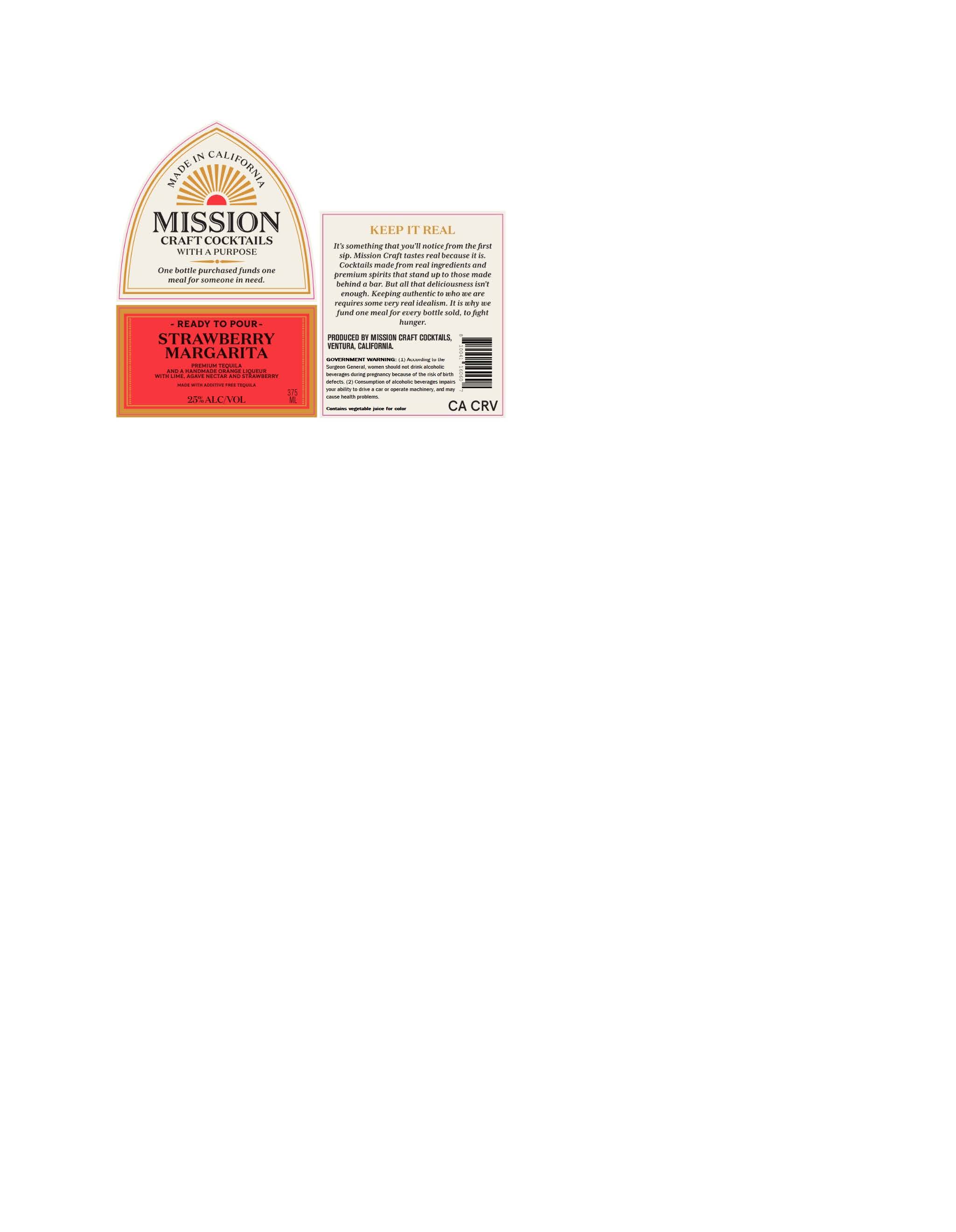 TABC label artwork for Mission Craft Strawberry Margarita