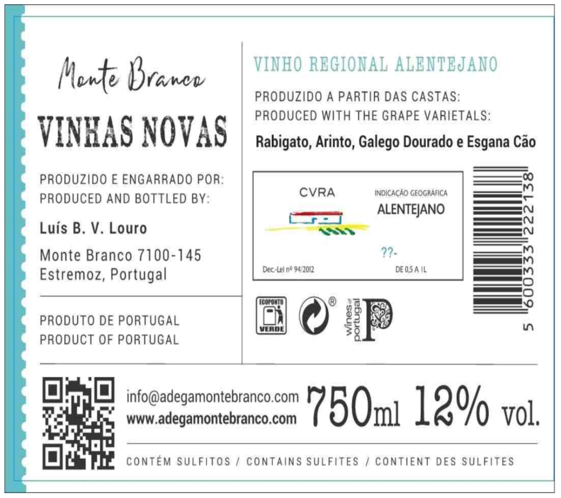 TABC label artwork for ADEGA MONTE BRANCO ALENTEJANO
