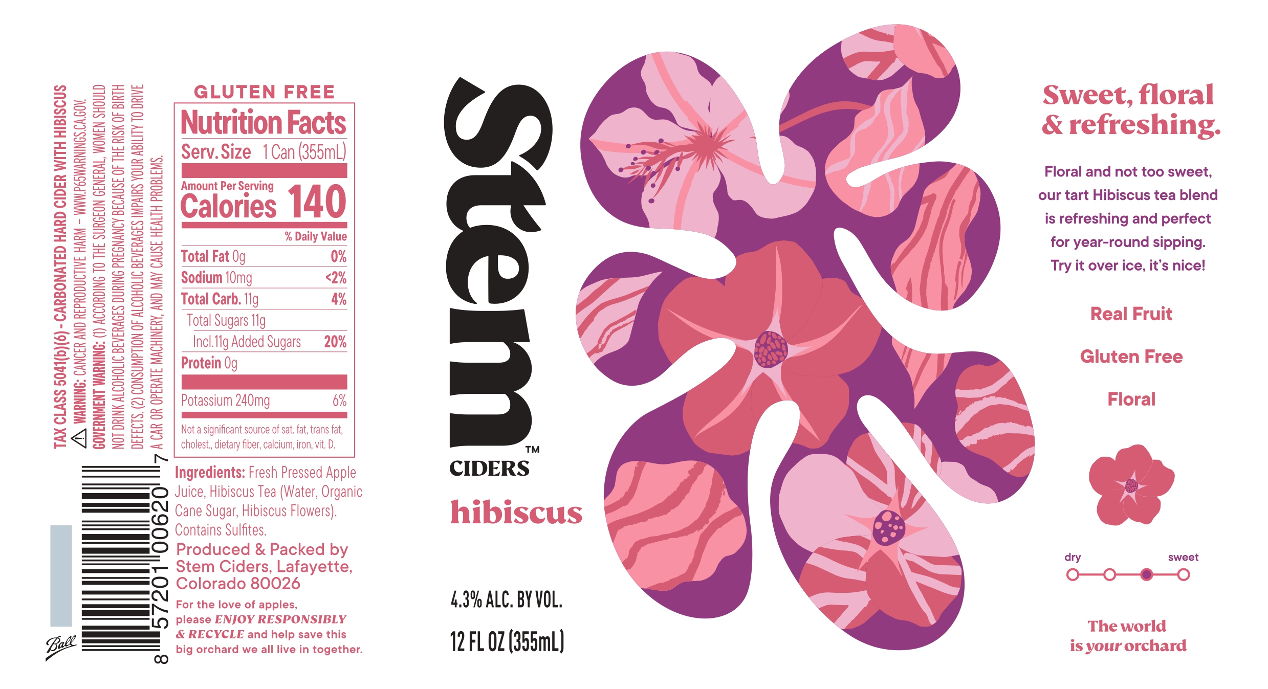 TABC label artwork for STEM CIDERS HIBISCUS