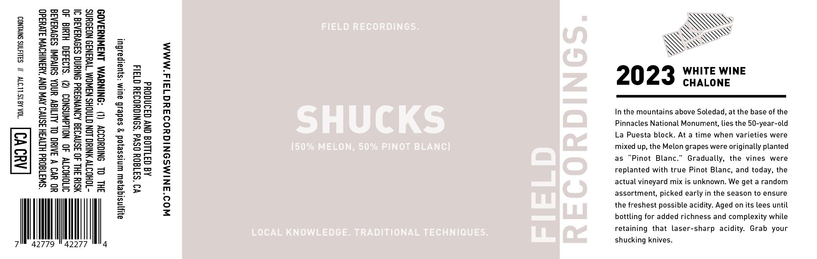 TABC label artwork for Field Recordings Shucks