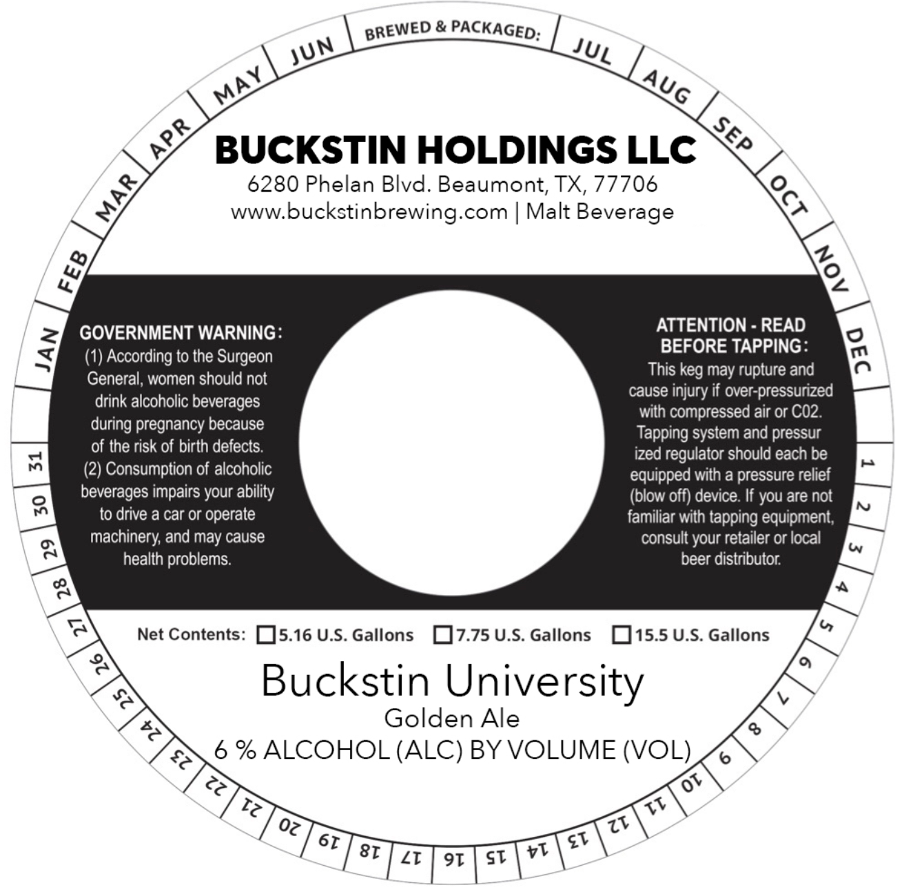 TABC label artwork for Buckstin University