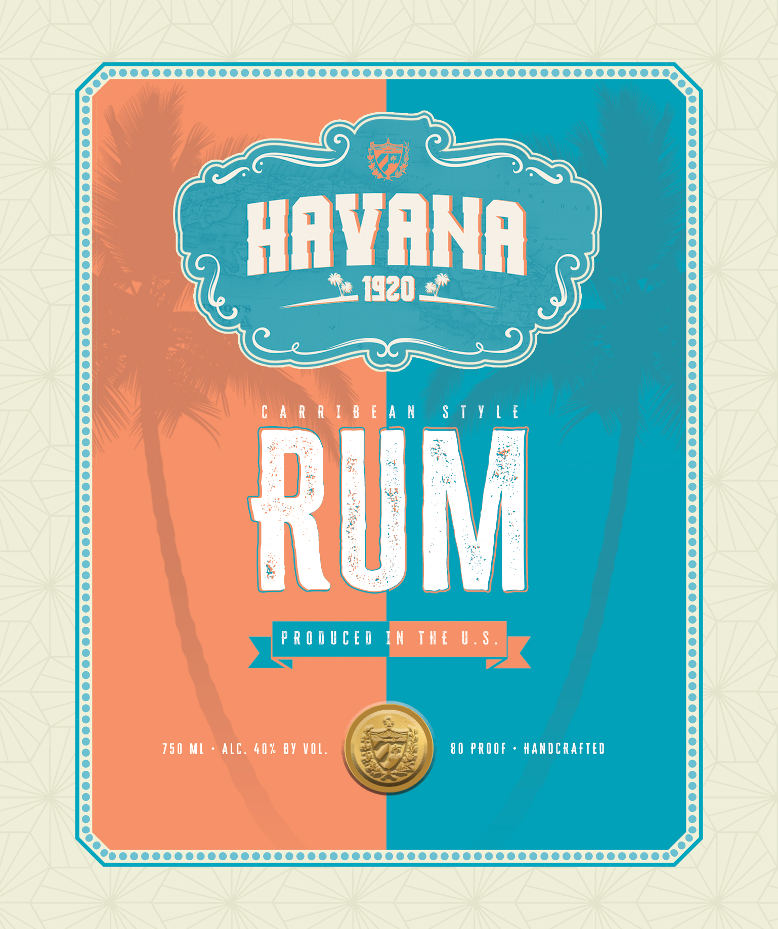 TABC label artwork for HAVANA 1920 CARRIBEAN STYLE RUM