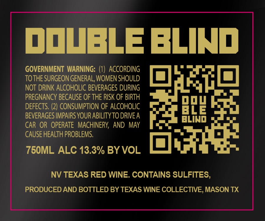 TABC label artwork for Texas Wine Collective Double Blind