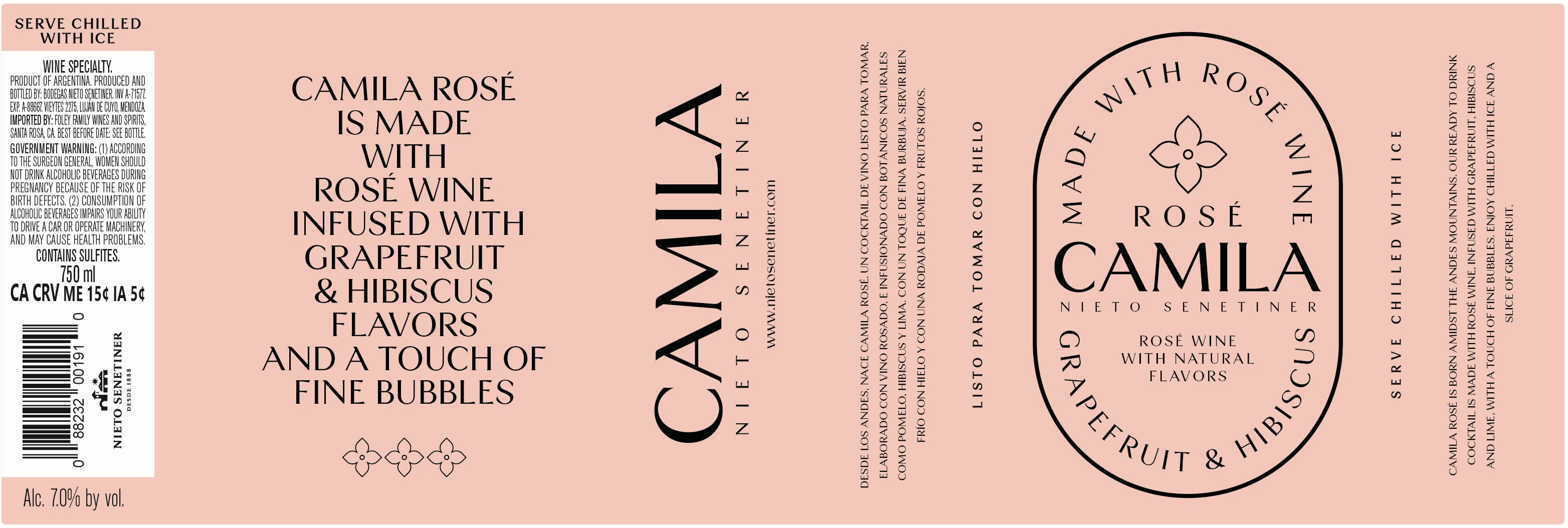 TABC label artwork for NIETO SENETINER Camila Rose