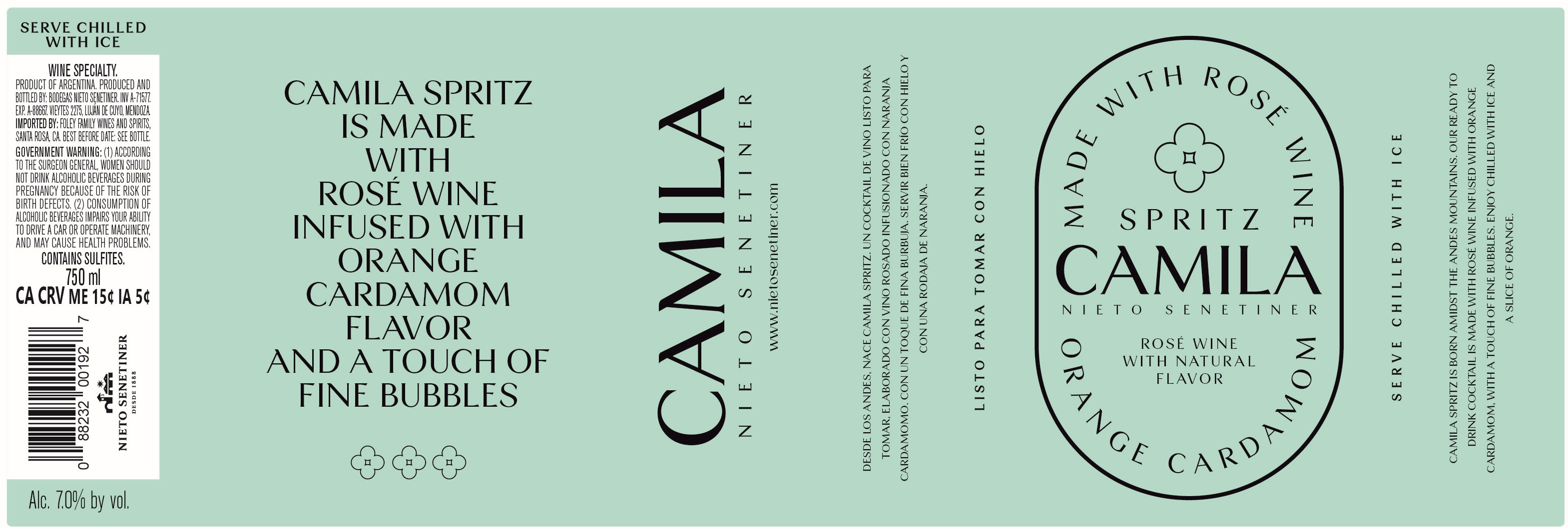TABC label artwork for NIETO SENETINER Camila Spritz