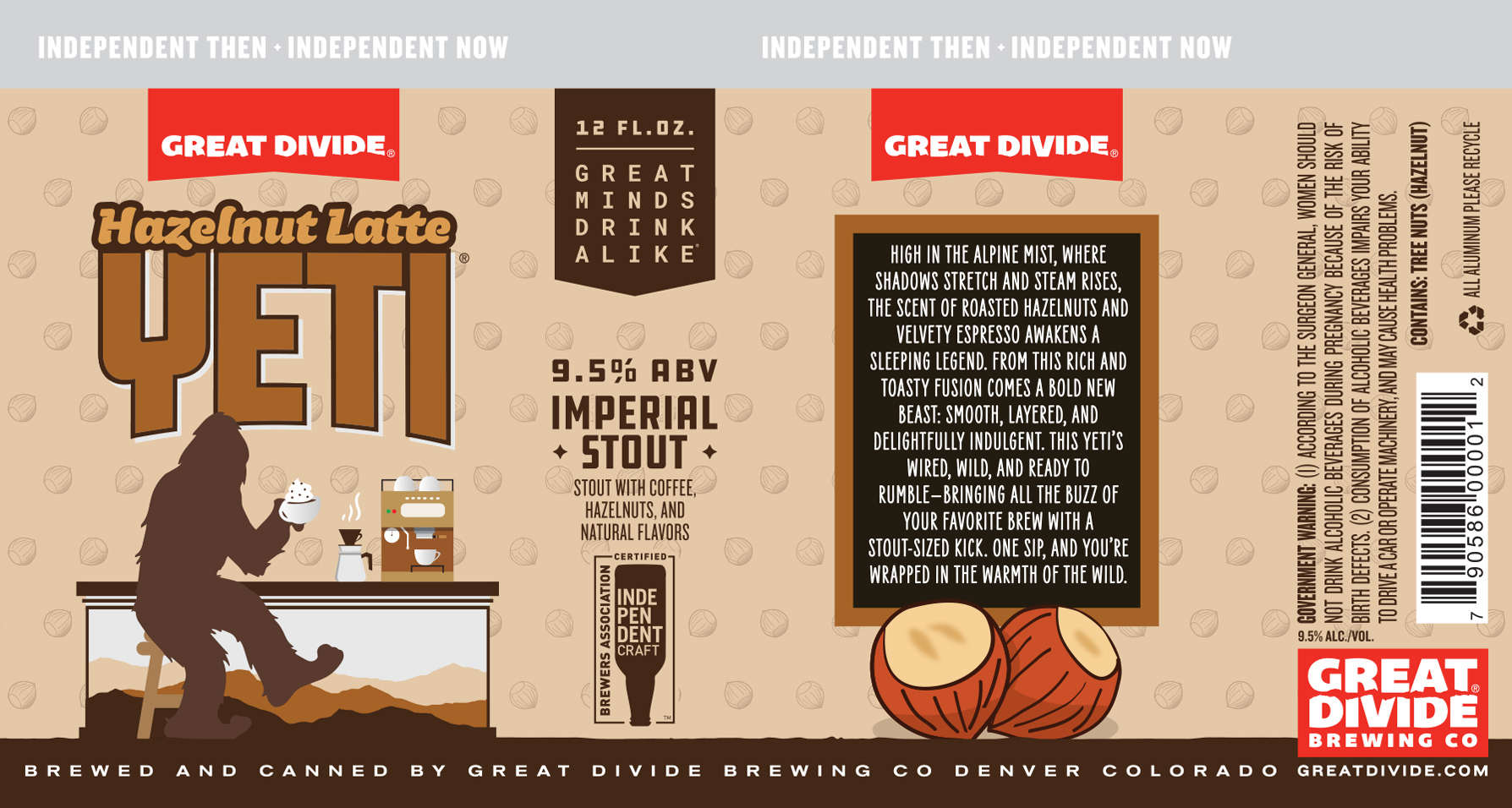 TABC label artwork for HAZELNUT LATTE YETI