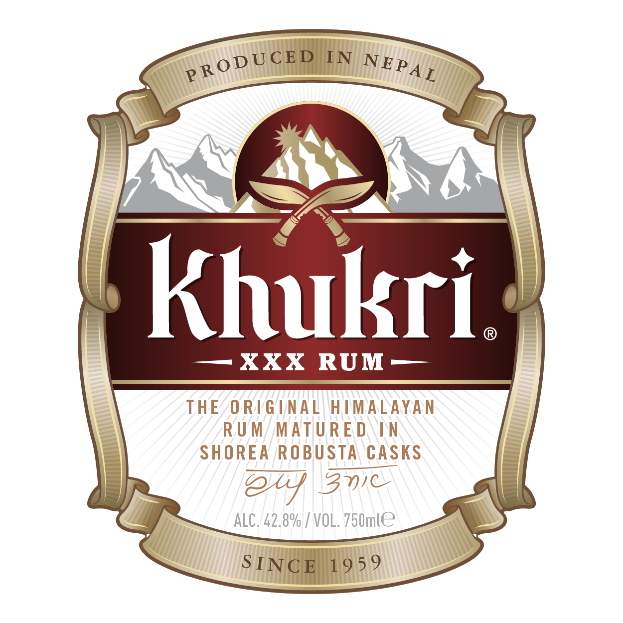 TABC label artwork for Khukri XXX Rum