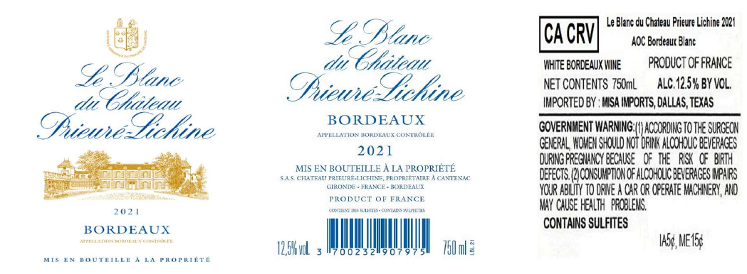 TABC label artwork for LE BLANC DU CHATEAU PRIEURE LICHINE