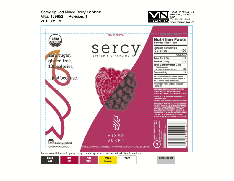 TABC label artwork for Sercy Organic - Mixed Berry