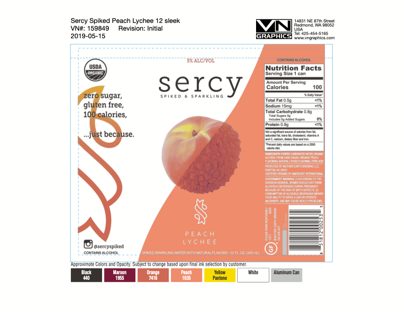 TABC label artwork for Sercy Organic - Peach Lychee