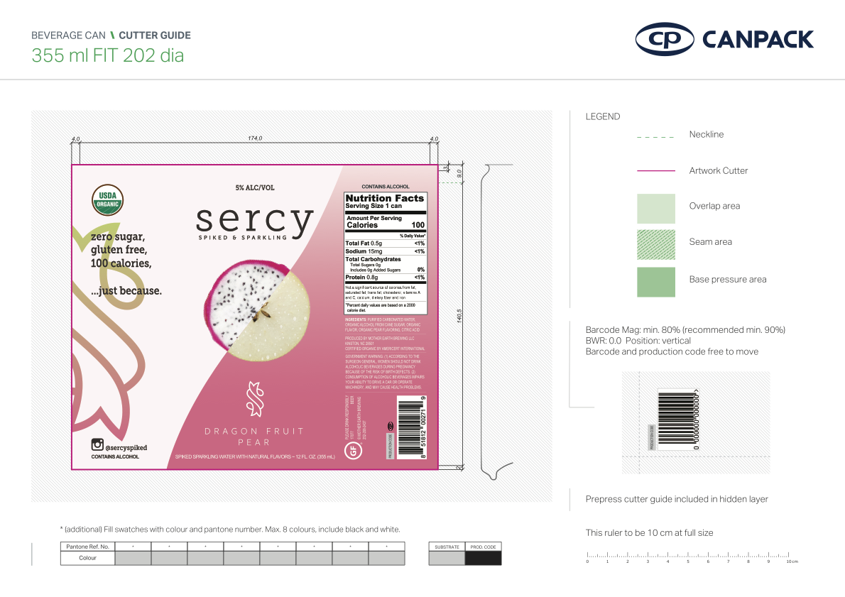 TABC label artwork for Sercy Organic - Dragon Fruit Pear