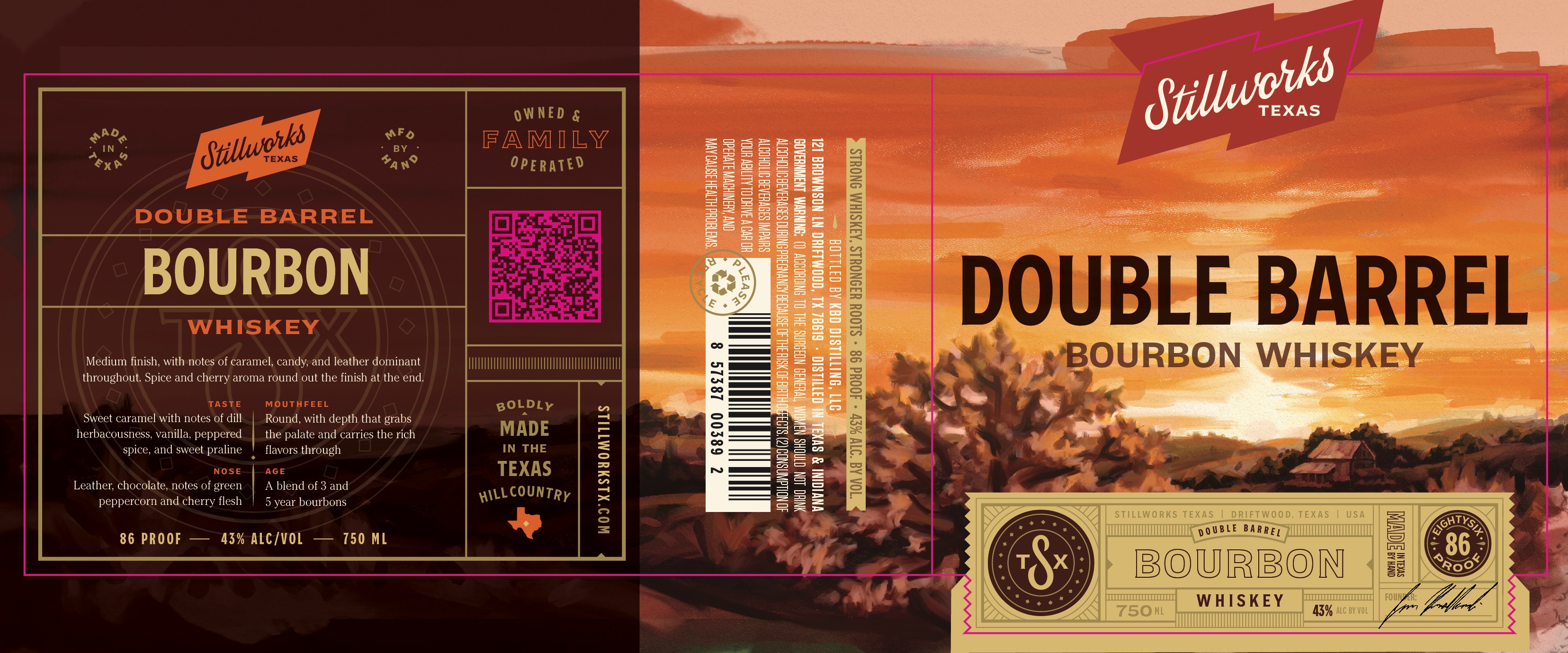 TABC label artwork for Double Barrel Bourbon Whiskey