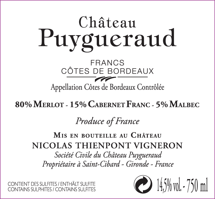 TABC label artwork for Chateau Puygueraud Rouge
