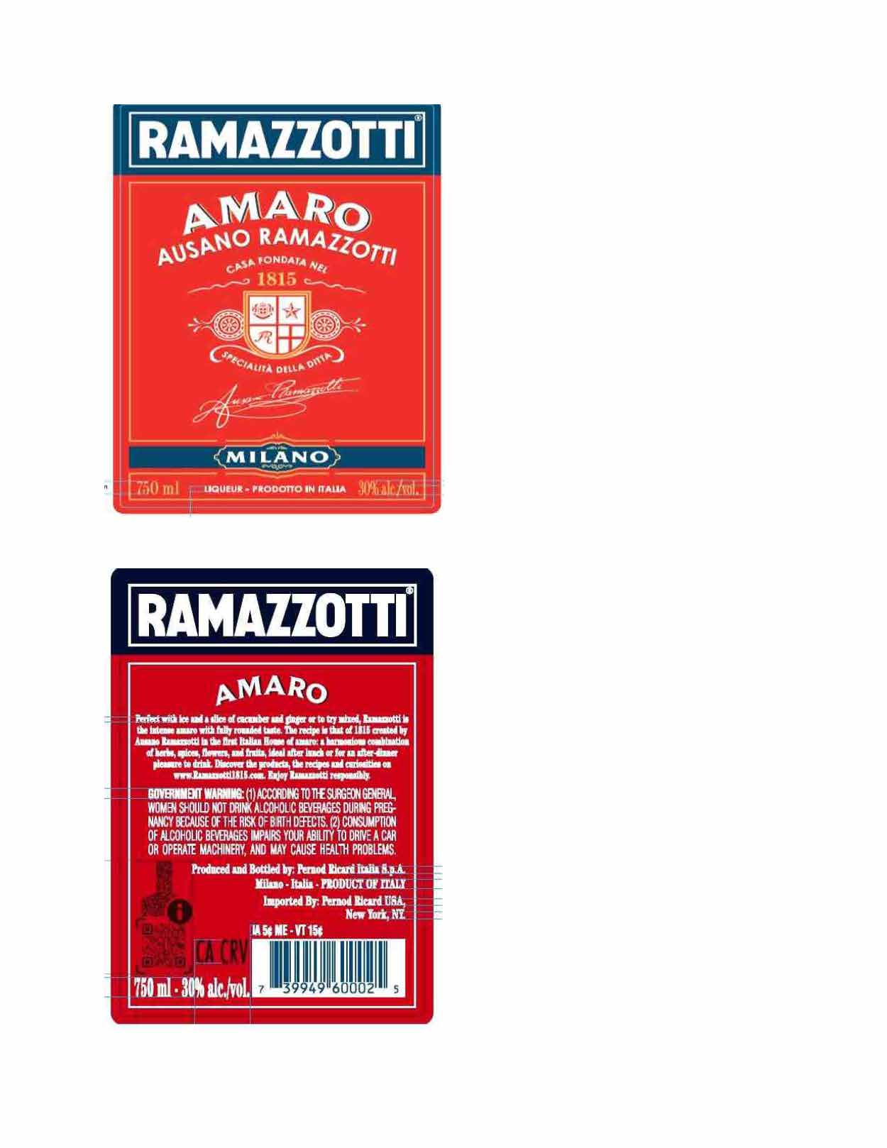 TABC label artwork for Ramazzotti Amaro