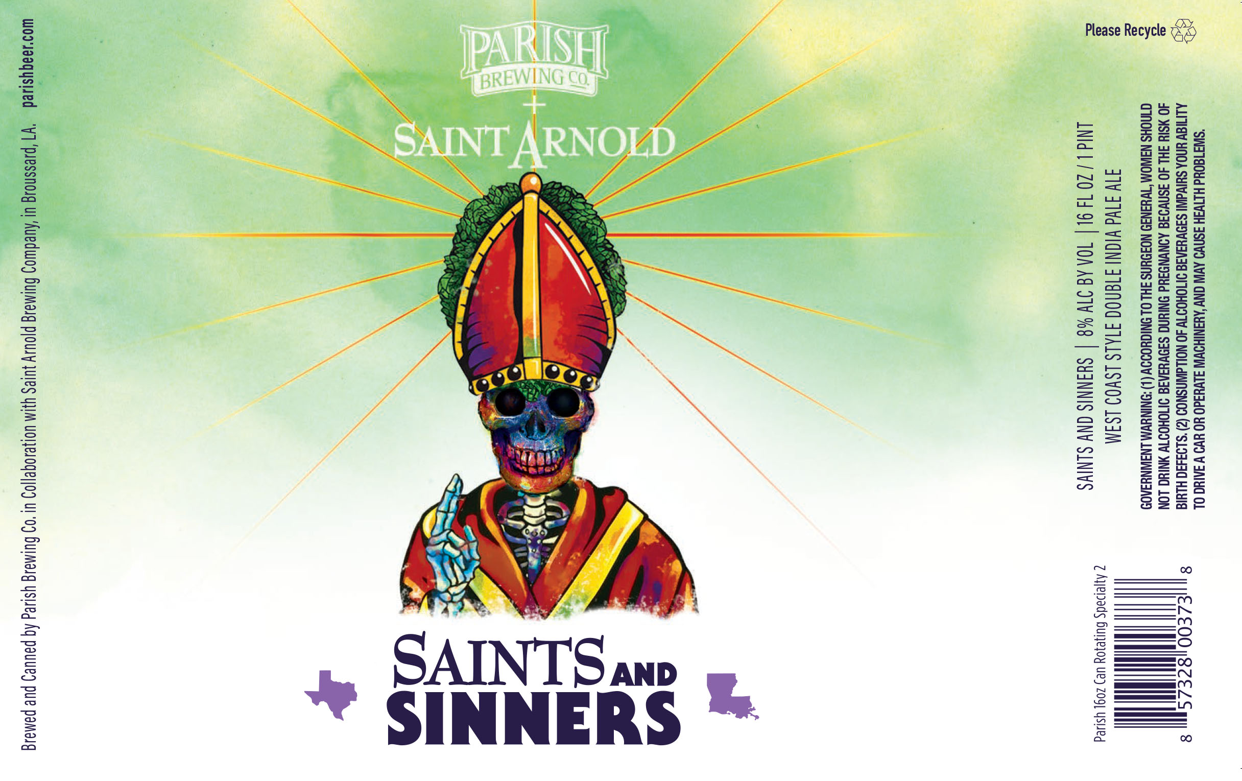 TABC label artwork for Saints and Sinners