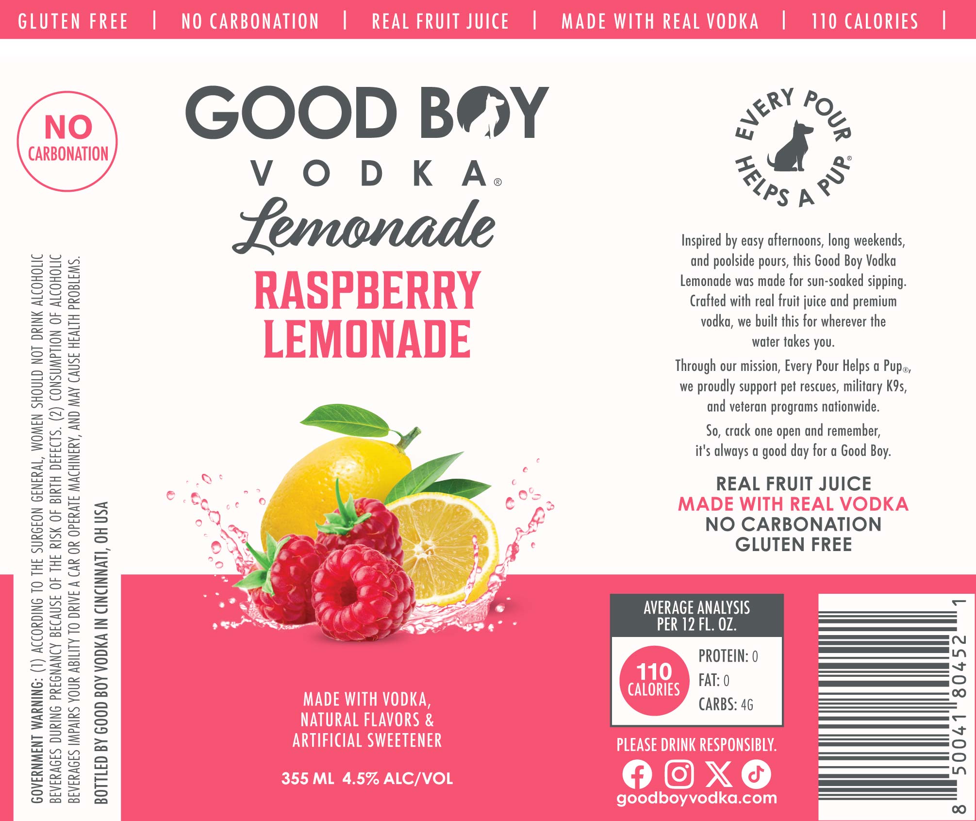 TABC label artwork for GOOD BOY RASPBERRY LEMONADE