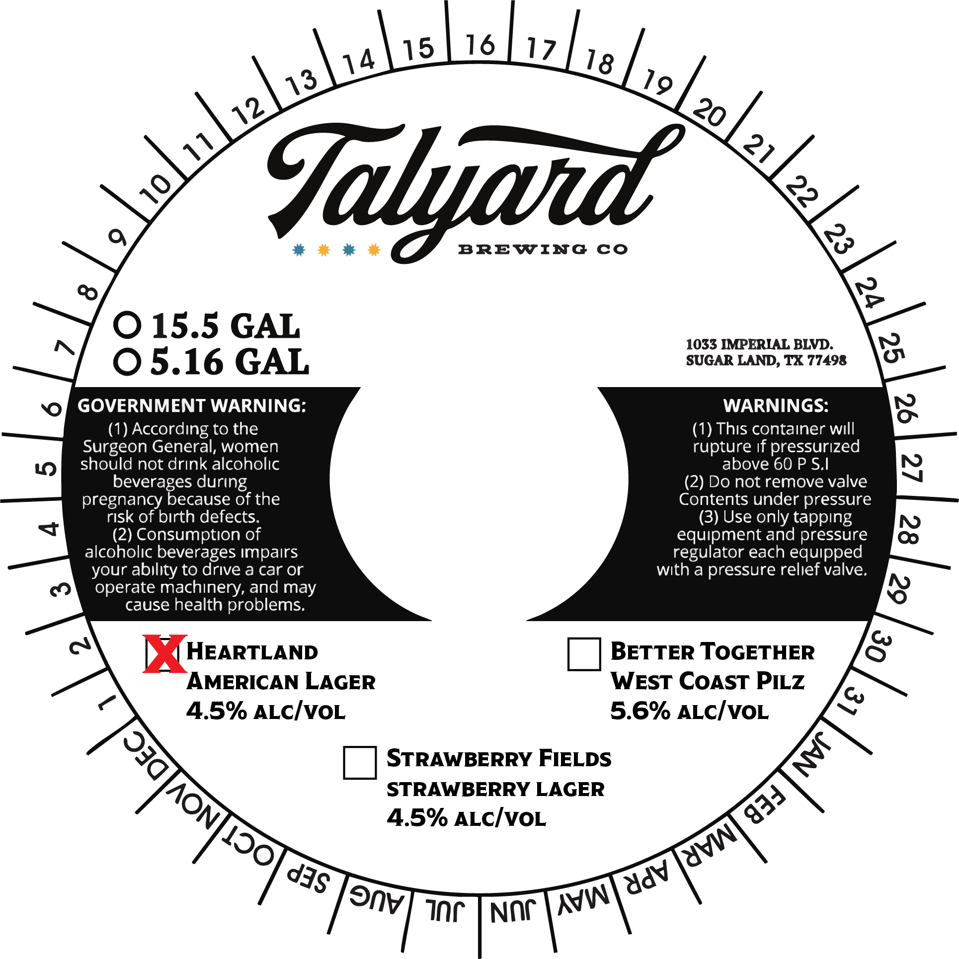 TABC label artwork for Heartland American Lager
