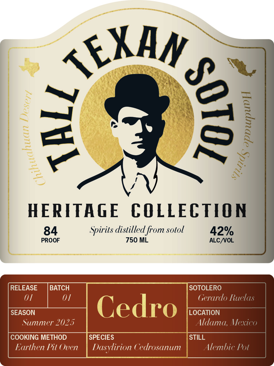 TABC label artwork for Tall Texan Sotol Cedro