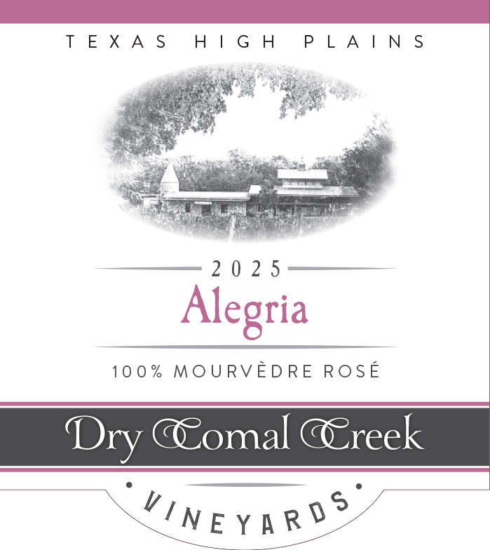 TABC label artwork for Dry Comal Creek Vineyards Alegria