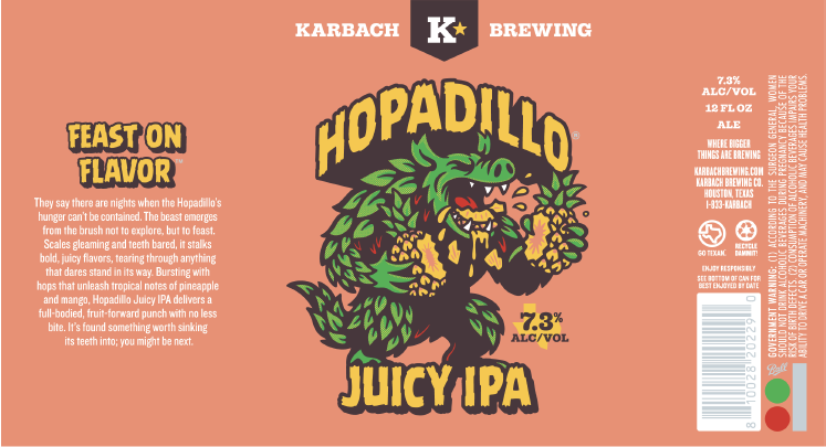 TABC label artwork for Hopadillo Juicy IPA