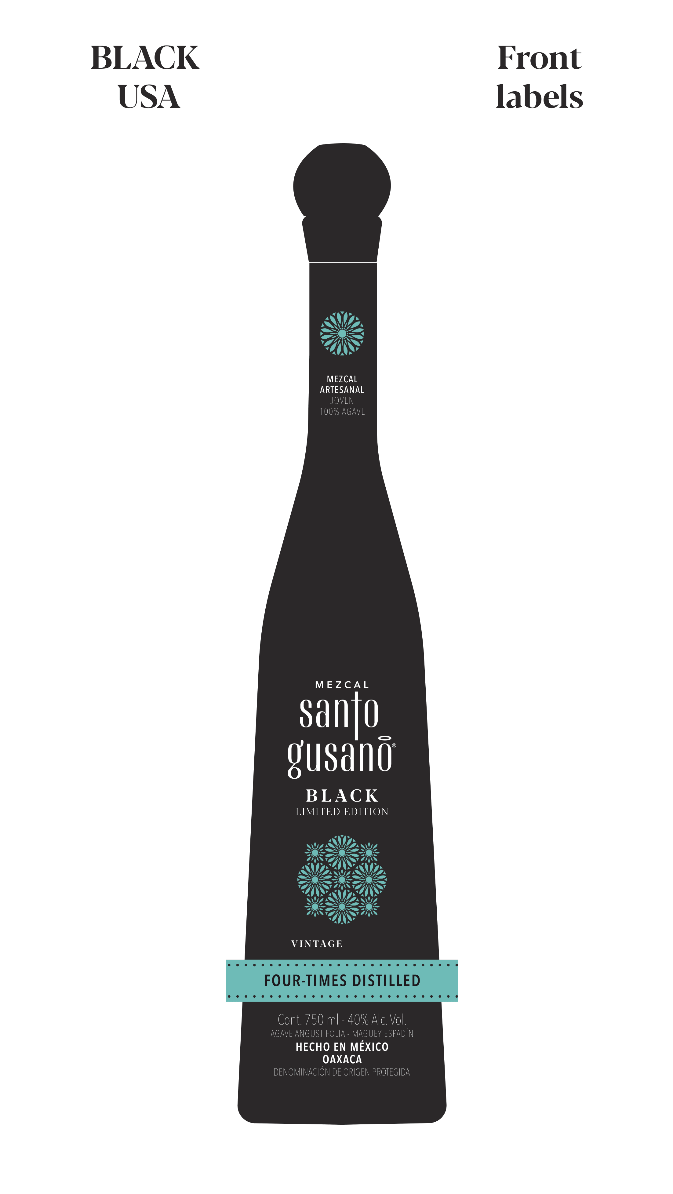 TABC label artwork for Santo Gusano Black Mezcal