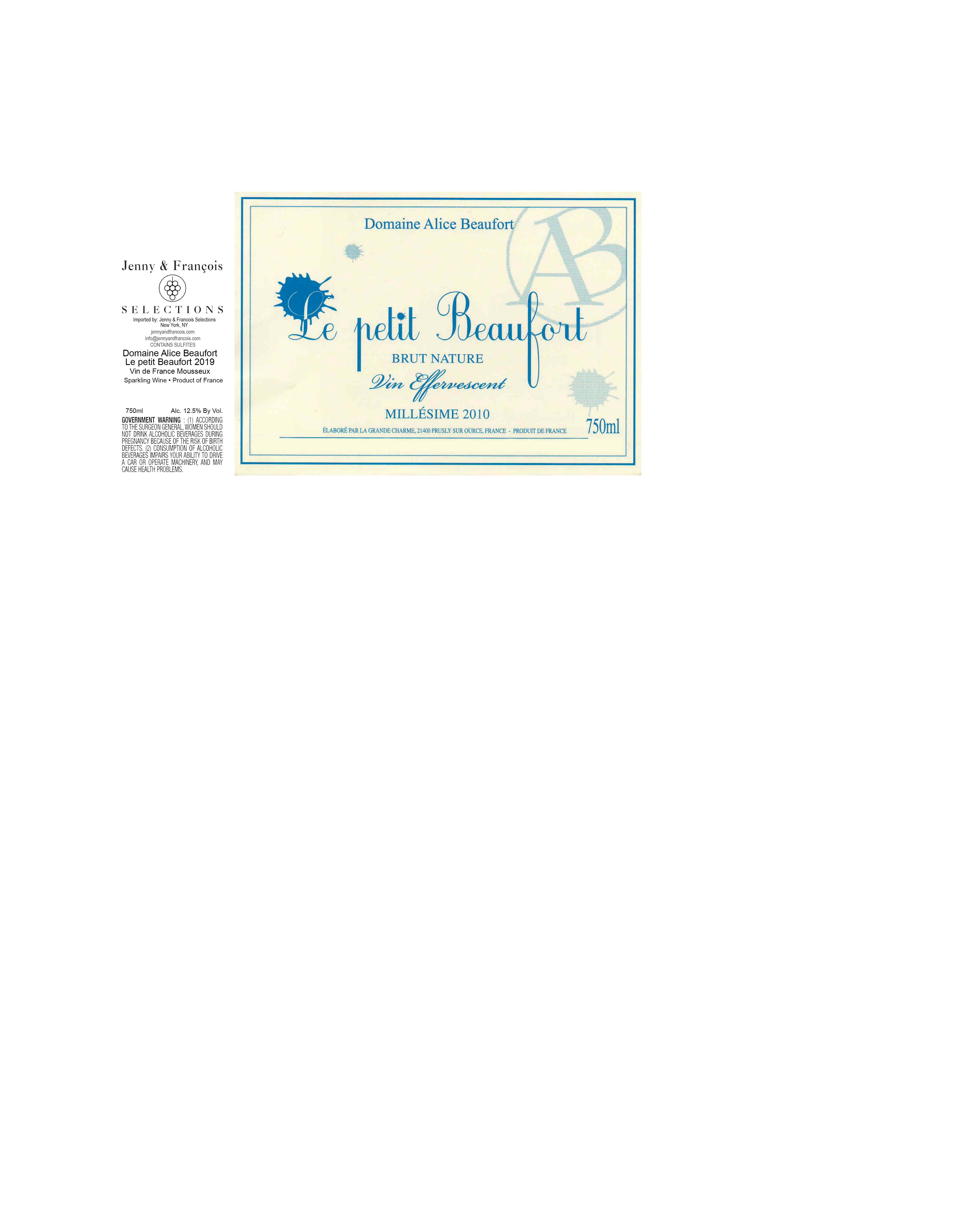 TABC label artwork for Alice Beaufort, Le Petit Beaufort