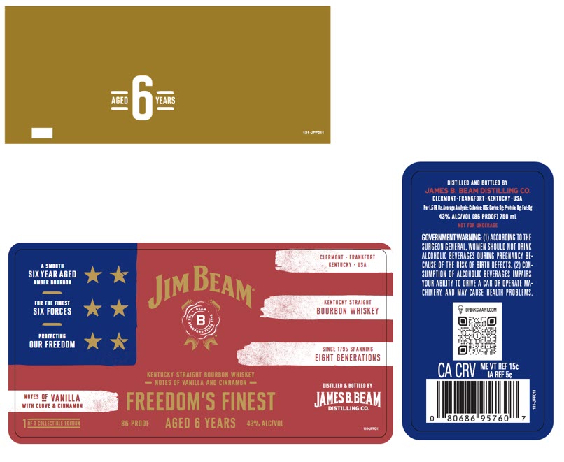 TABC label artwork for Jim Beam 6yr Freedom's Finest LTO - RED