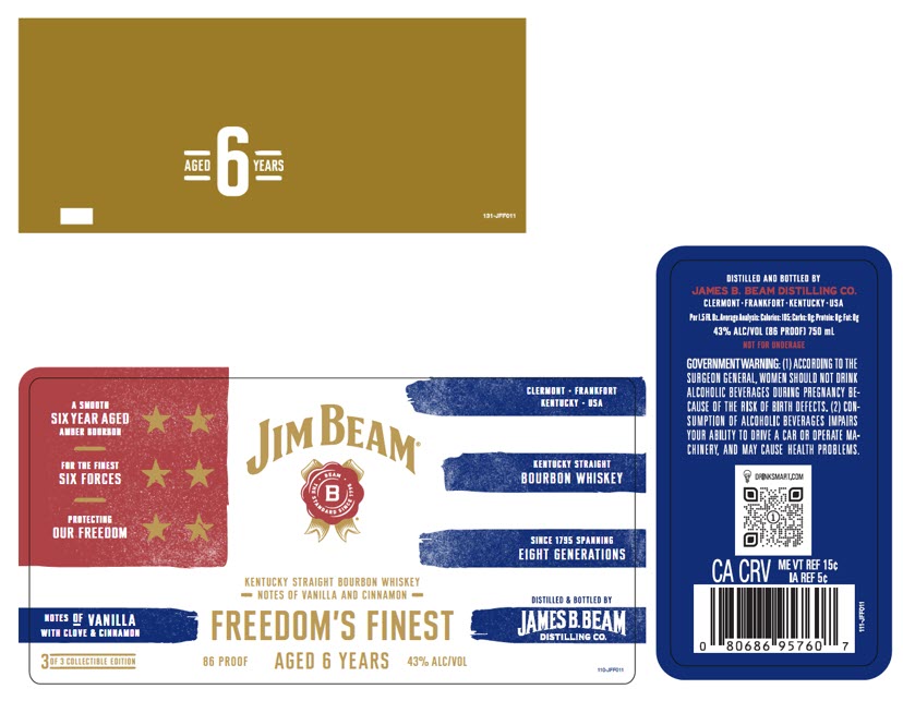 TABC label artwork for Jim Beam 6yr Freedom's Finest LTO - WHITE