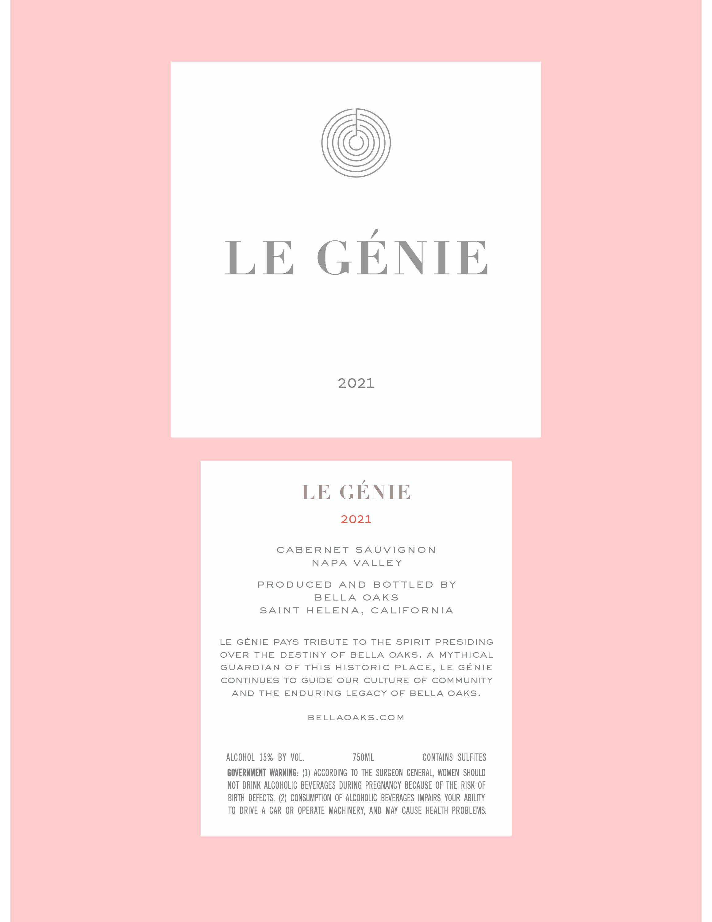 TABC label artwork for BELLA OAKS LE GENIE CABERNET SAUVIGNON NAPA VALLEY