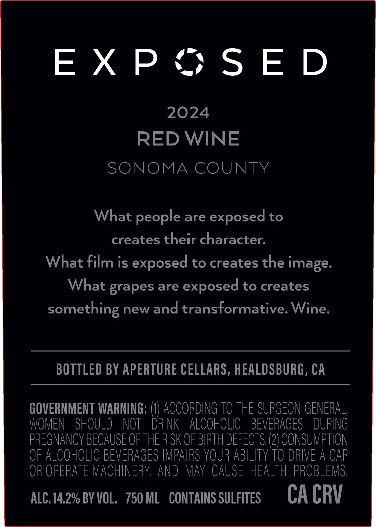TABC label artwork for Exposed Red Wine CA - Sonoma 0911