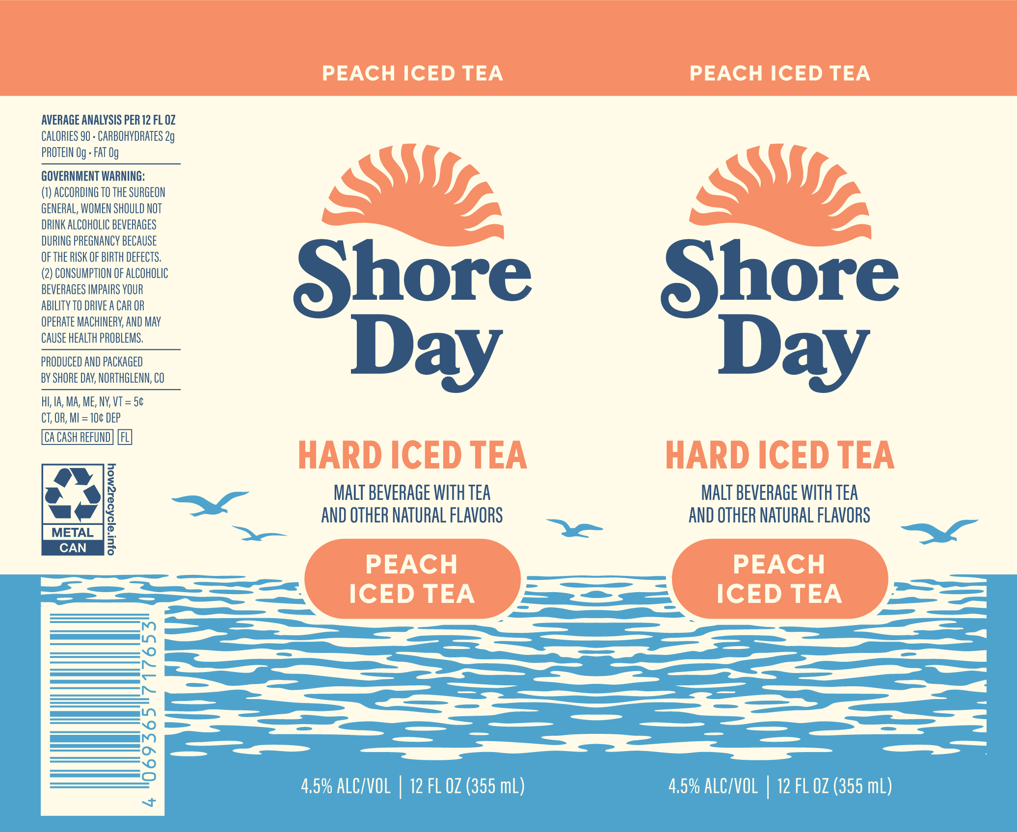 TABC label artwork for Shore Day Peach Iced Tea
