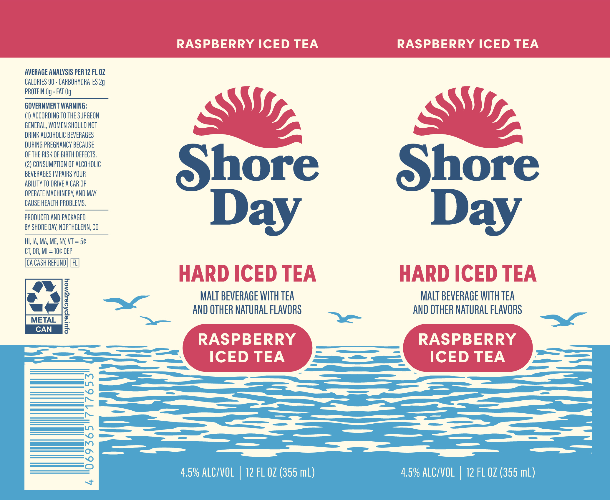 TABC label artwork for Shore Day Raspberry Iced Tea